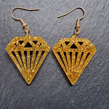 Glitter Gold Diamond Earrings