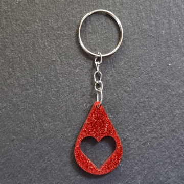 Tear Drop Love Heart Keyring